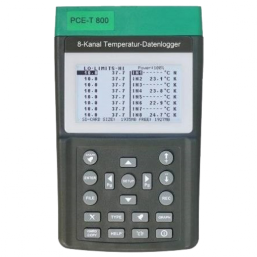 Máy đo nhiệt độ với data logger hiển thị đồng thời 8 kênh đo PCE PCE-T800