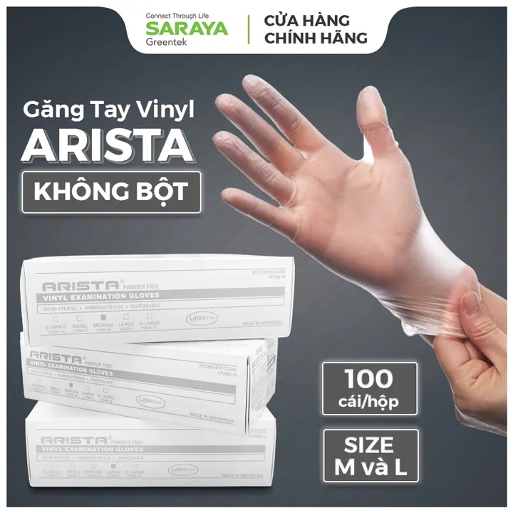 gang tay vinyl khong bot arista 100 cai hop