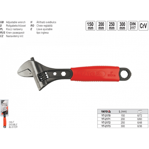 Mỏ lết cáng nhựa hệ mét Yato YT-2171